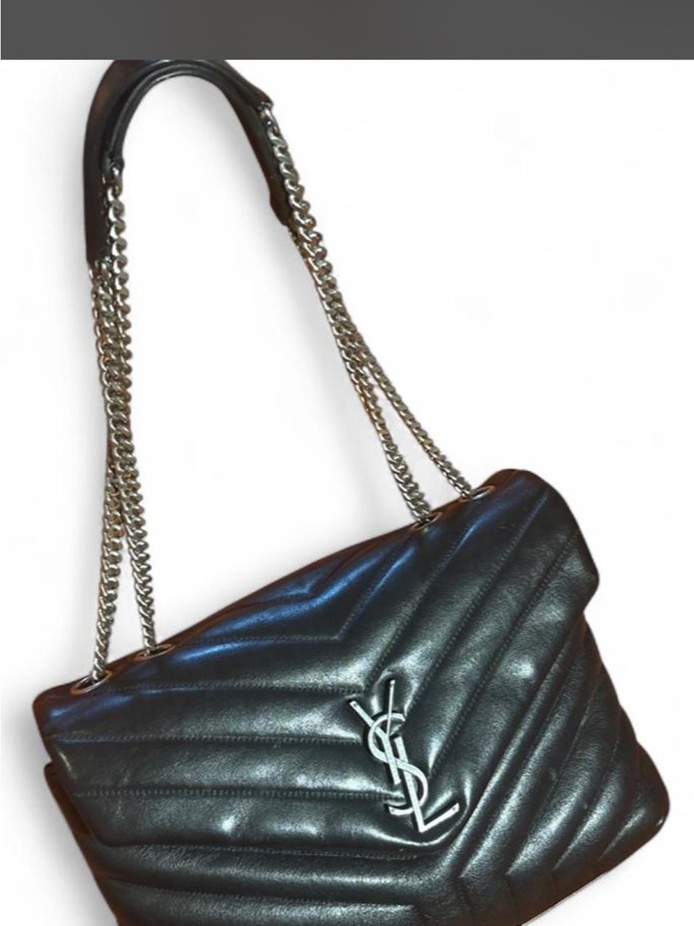 YSL Saint Laurent LOULOU Black Quilted Leather Chain Shoulder Bag